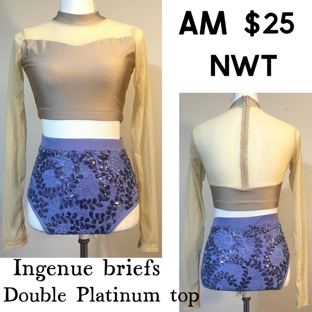 AM Dance Costume Long Sleeve Top and Purple Briefs